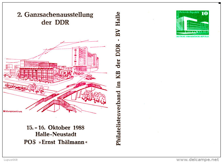 DDR 1988 Privatganzsache  Ganzsachen Ausstellung, Halle - Neustadt - Cartoline Private - Nuovi