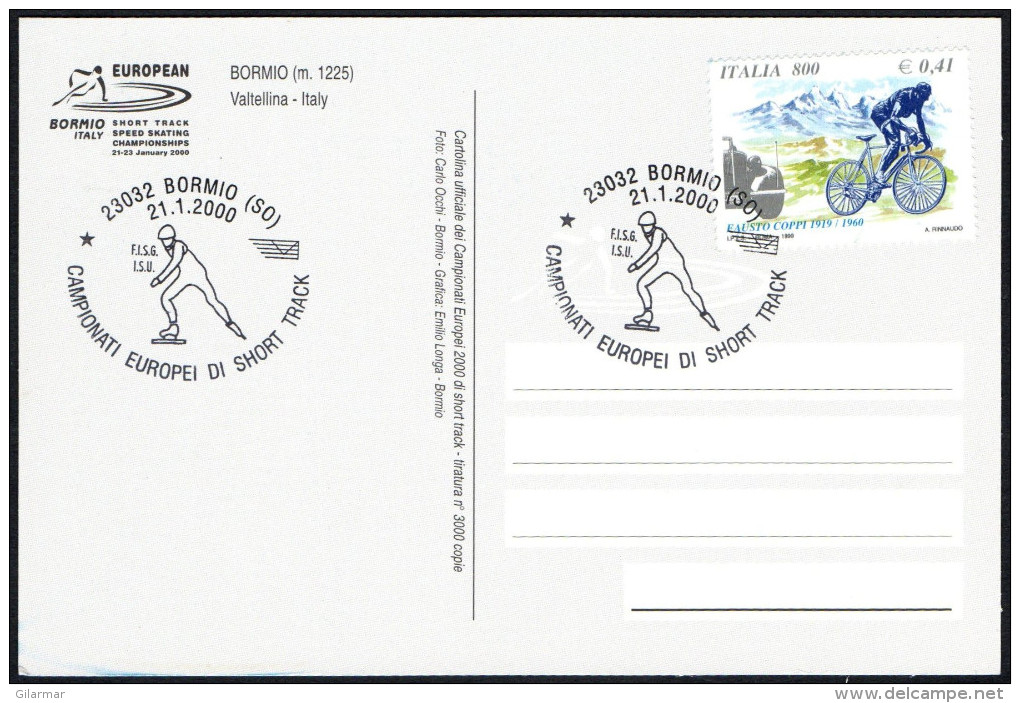 ITALY BORMIO (SO) 2000 - EUROPEAN SHORT TRACK SPEED SKATING CHAMPIONSHIPS - OFFICIAL CARD - Inverno