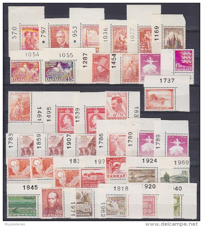 Denmark Marginal Number Collection 1943-65 Ordinary Paper Incl. (Cz. Slania) MNH** - Lotes & Colecciones