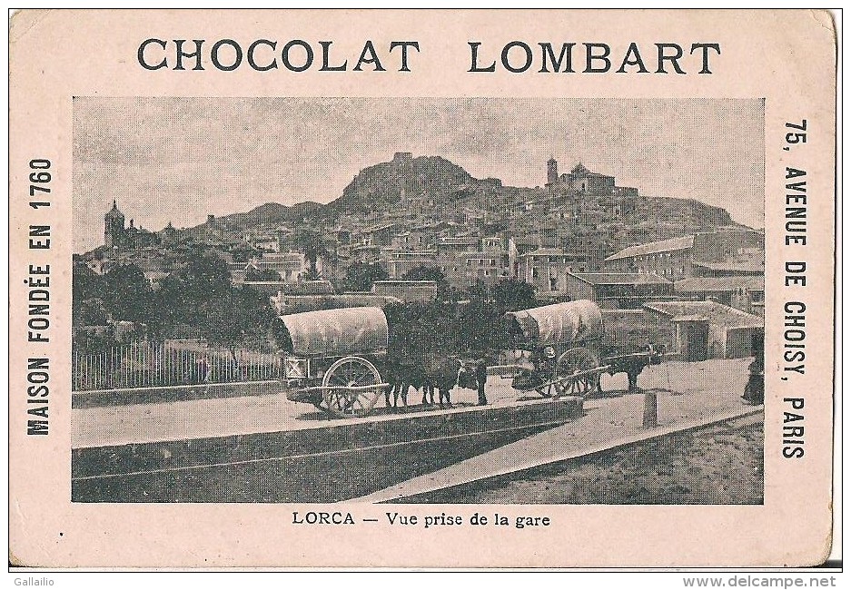 CHROMO CHOCOLAT LOMBART LORCA VUE PRISE DE LA GARE - Lombart