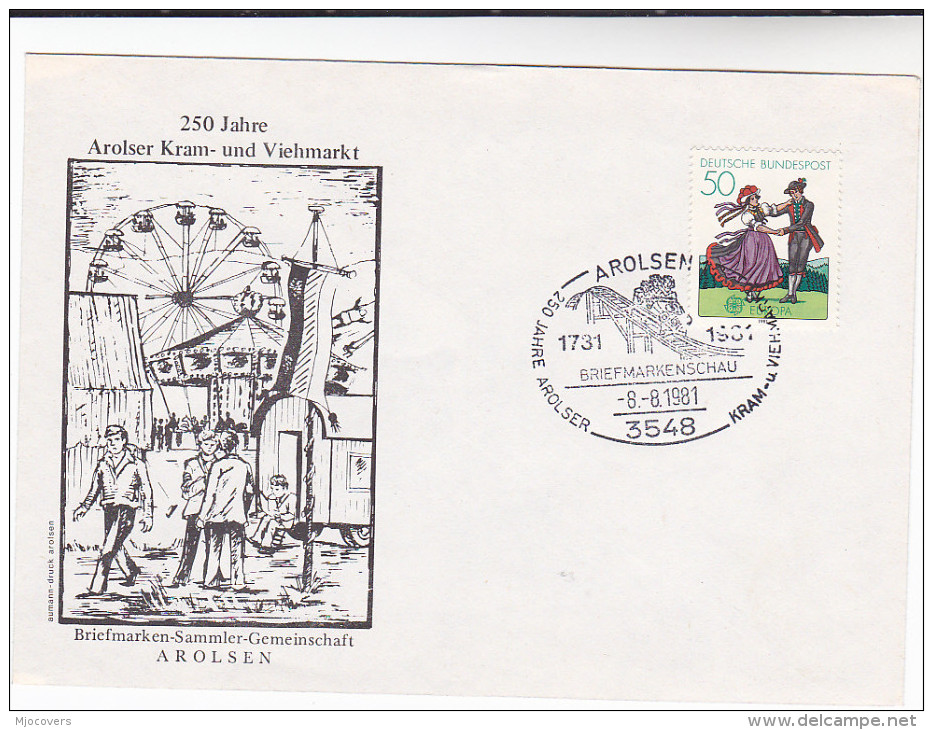 1981 Germany AROLSEN  Anniv EVENT COVER Illus FERRIS WHEEL , ROLLERCOASTER Carnival Stamps - Carnival