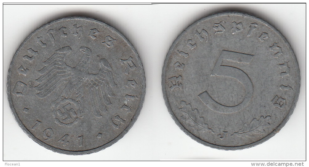 **** ALLEMAGNE - GERMANY - 5 REICHSPFENNIG 1941 J - 3ème REICH - THIRD REICH **** EN ACHAT IMMEDIAT - 5 Reichspfennig