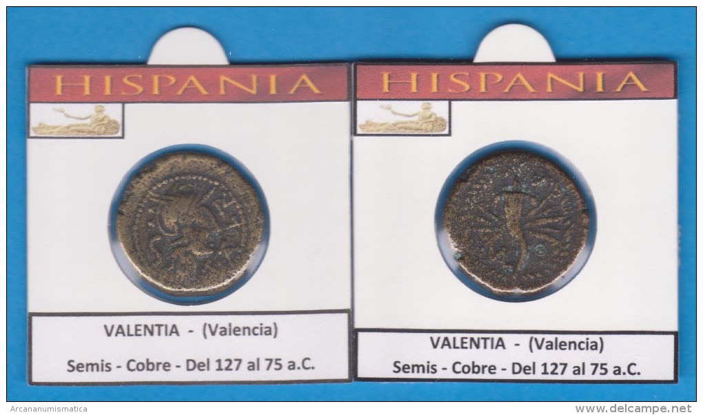 HISPANIA   VALENTIA (Valencia)  Semis  Cobre  (Del 127 Al 75 A.C.)  SC/UNC  Réplica   T-DL-11.382 - Otros & Sin Clasificación