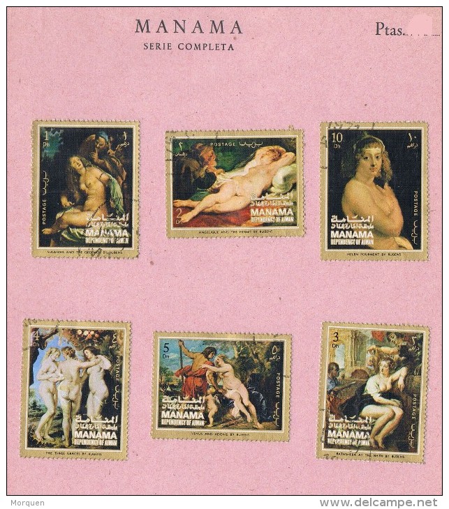 14014. Lote Filatelico MANAMA (ajman), Tematico ARTE, Art Nude,  Desnudos RUBENS º - Desnudos