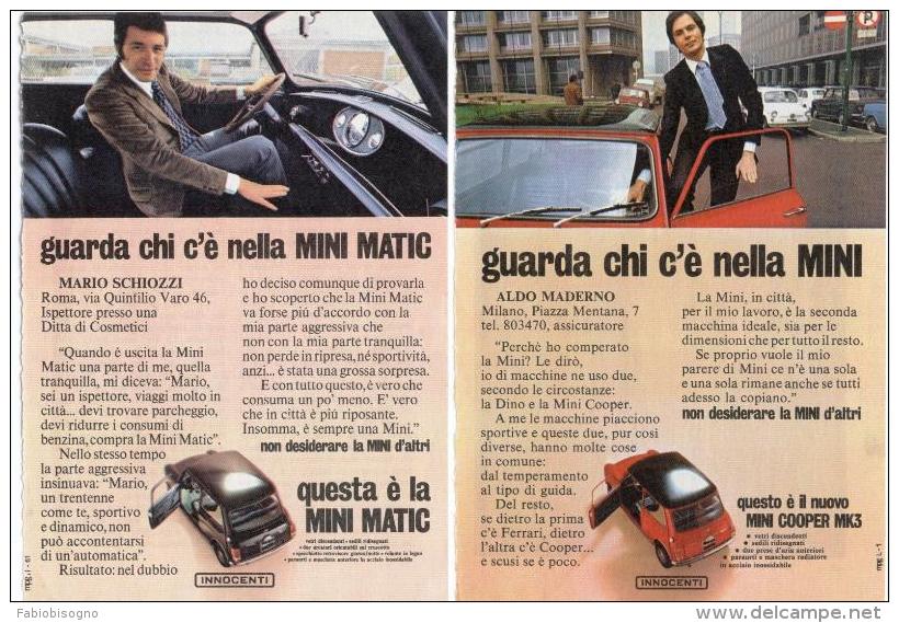 1966/67/74 -  Automobili INNOCENTI MINI (vari Modelli) -  4  P.  Pubblicità Cm. 13x18 - Cars