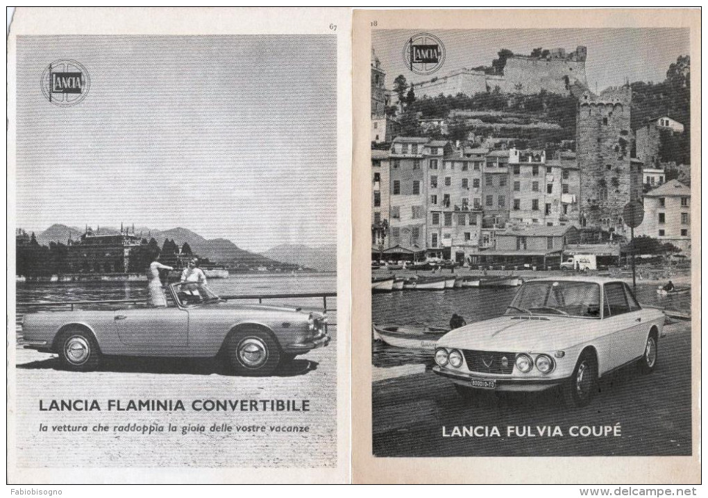 1966 - Automobili LANCIA (Fulvia Coupè - Flaminia Convertibile - Flavia) - 3 Pag. Pubblicità Cm. 13x18 - Cars