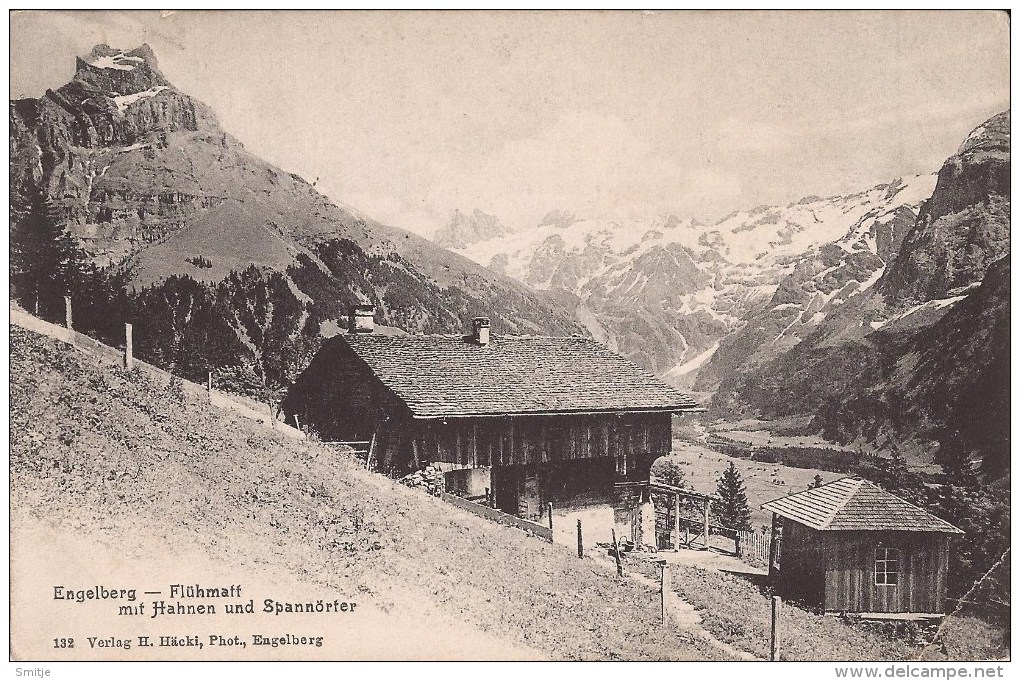 ENGELBERG - 1908 - FLÜHMATT MIT HAHNEN UND SPANNÖRTER - 2 SCANS - Engelberg