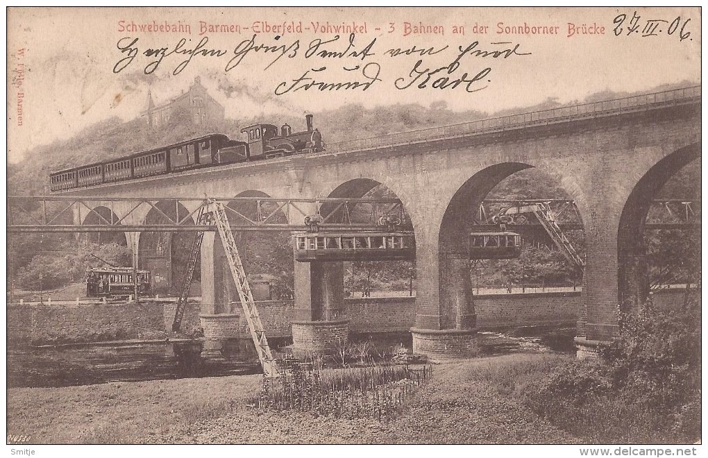 BARMEN ELBERFELD VOHWINKEL - 1906 - DAMPFZUG TRAIN ZUG - Schwebebahn 3 Bahnen An Der Sonnborner Brücke - Wuppertal