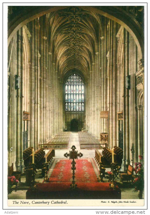 FRA CARTOLINA INGHILTERRA GRAN BRETAGNA ENGLAND GREAT BRITAIN CANTERBURY CATHEDRAL THE NAVE VIAGGIATA VERSO L’AQUILA CON - Canterbury