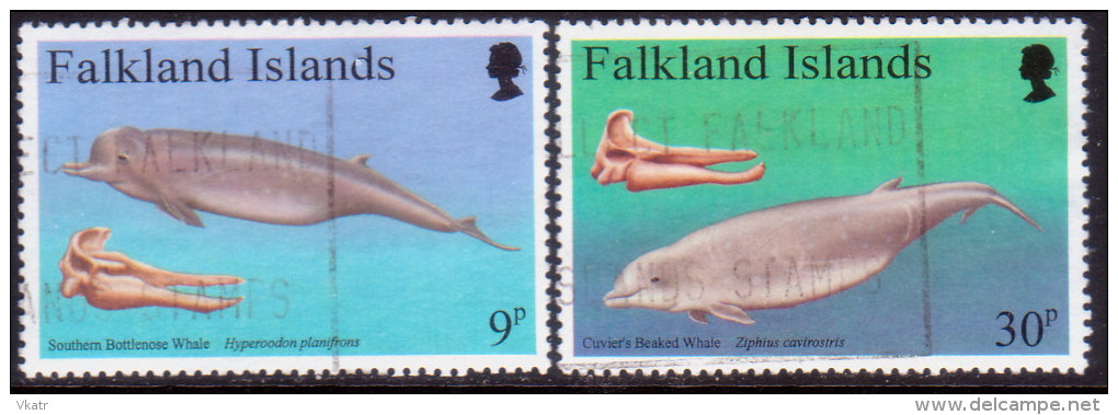 FALKLAND ISLANDS 1996 SG #771-72 Part Set First 2 Stamps Used Beaked Whales - Falkland Islands