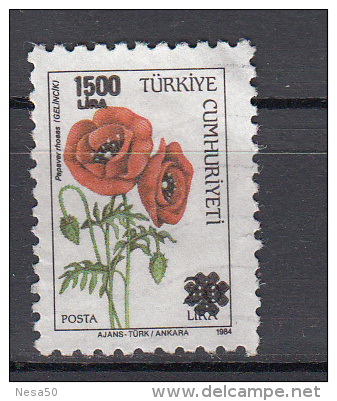 Turkije 1990 Mi Nr 2897 Flower, Bloemen, Opdruk 1500 L Op 20 L - Oblitérés