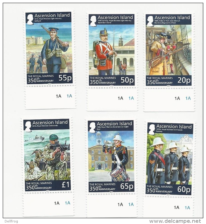 Ascension 2014 Royal Marines 350th Anniversary Set MNH - Ascension