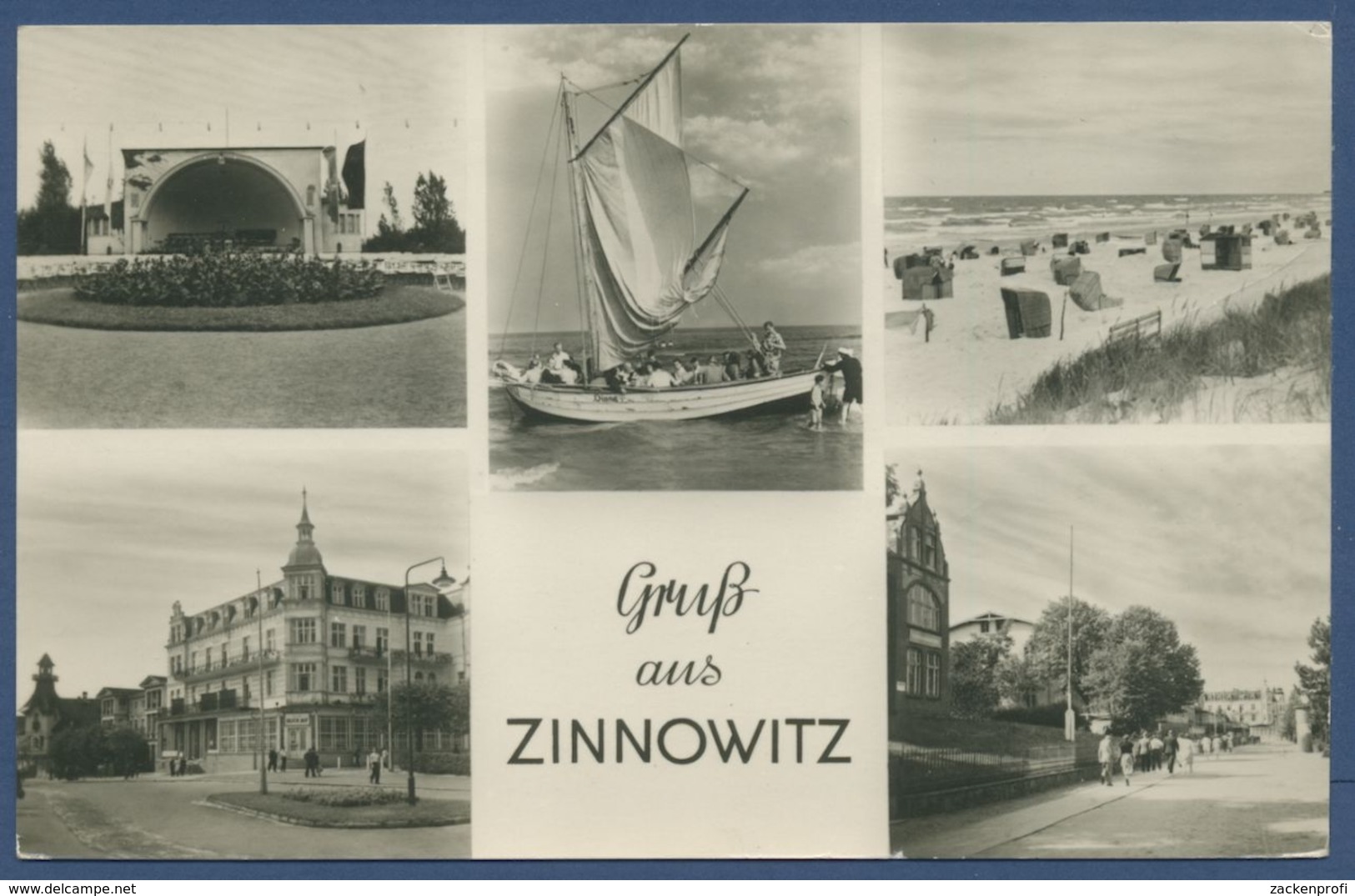 Ostseebad Zinnowitz Usedom Strand Boot, Gelaufen 1957 (AK683) - Zinnowitz