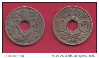 FRANCE, 1919, 1 Circulated Coin Of 10 Centimes. Copper Nickel  , KM866A, C2874 - Andere & Zonder Classificatie