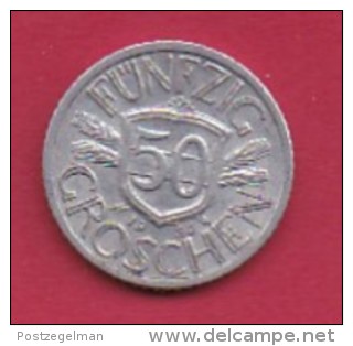 AUSTRIA, 1952, 1 Circulated Coin Of 50 Groschen,  KM2870, C2933 - Austria