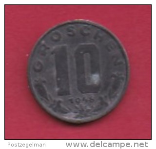 AUSTRIA, 1948, 1 Circulated Coin Of 10 Groschen, Zinc,  KM2874, C2941 - Oostenrijk