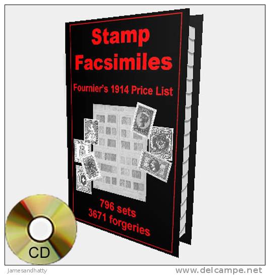 FOURNIER 1914 PRICE LIST 3600+ Forged Stamps Facsimiles CD - French