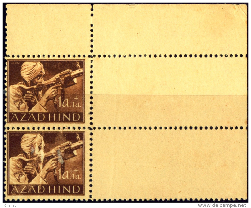 AZAD HIND STAMPS-FREEDOM FIGHT-1 Anna--SURCHARGED-MARGINAL PAIR-MNH-IN-90 - Other & Unclassified