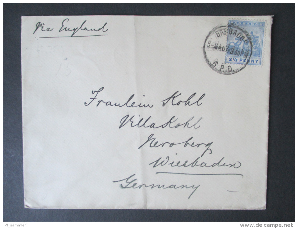 GB Kolonie 1907 Bahamas Einfachfrankatur Nach Wiesbaden Via England. Villa Kohl. Interessanter Beleg! - 1859-1963 Colonie Britannique