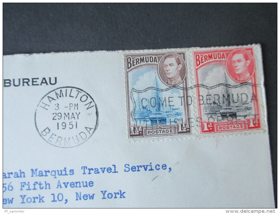 GB Kolonie Bernuda 1951 / Ausgabe 1938 Nr. 101 U. 102 MiF Nach New York. Bermuda Reservation Bureau Hamilton - Bermuda