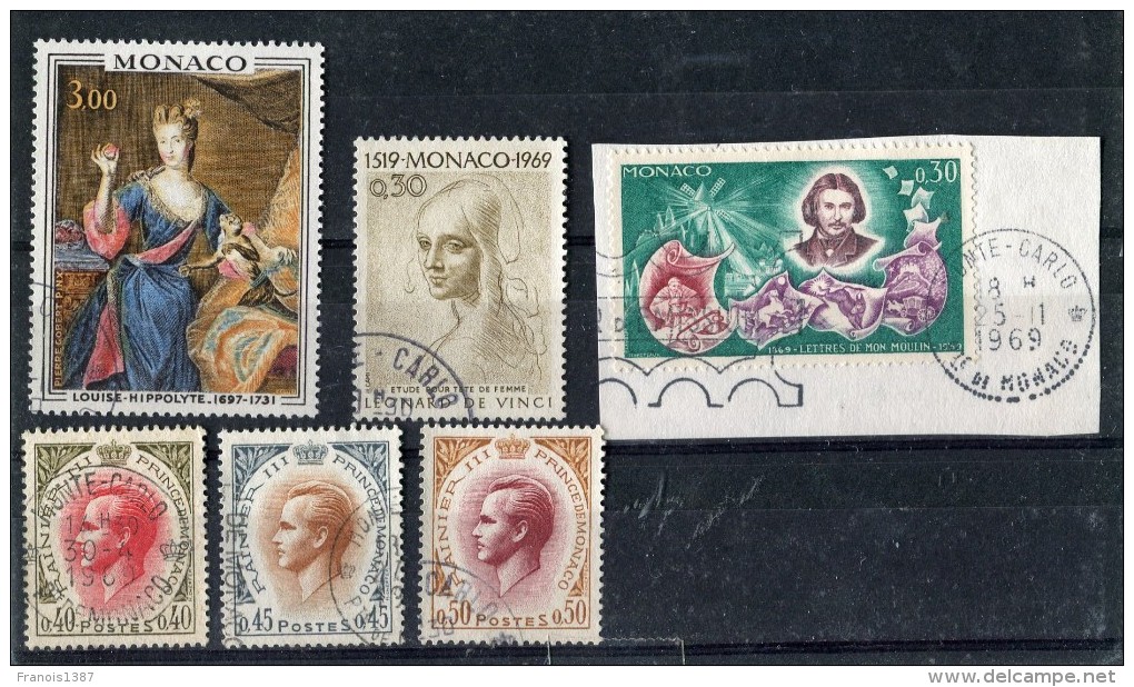 MONACO Année 1969 - 10 Timbres Oblitérés TB 2 Scans N° 772 773 774 782 783 792 793 794 798 799 - Oblitérés