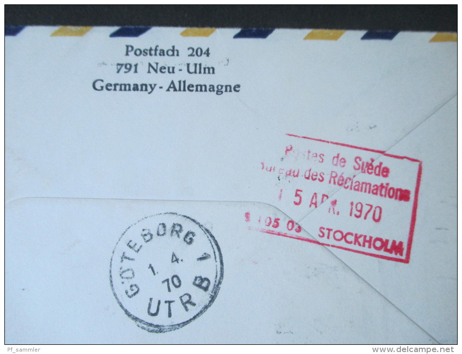 Berlin 1970 Erstflug / First Flight. Hamburg - Göteburg - Oslo. Lufthansa. Retour Stempel. Göteborg Airport - Storia Postale