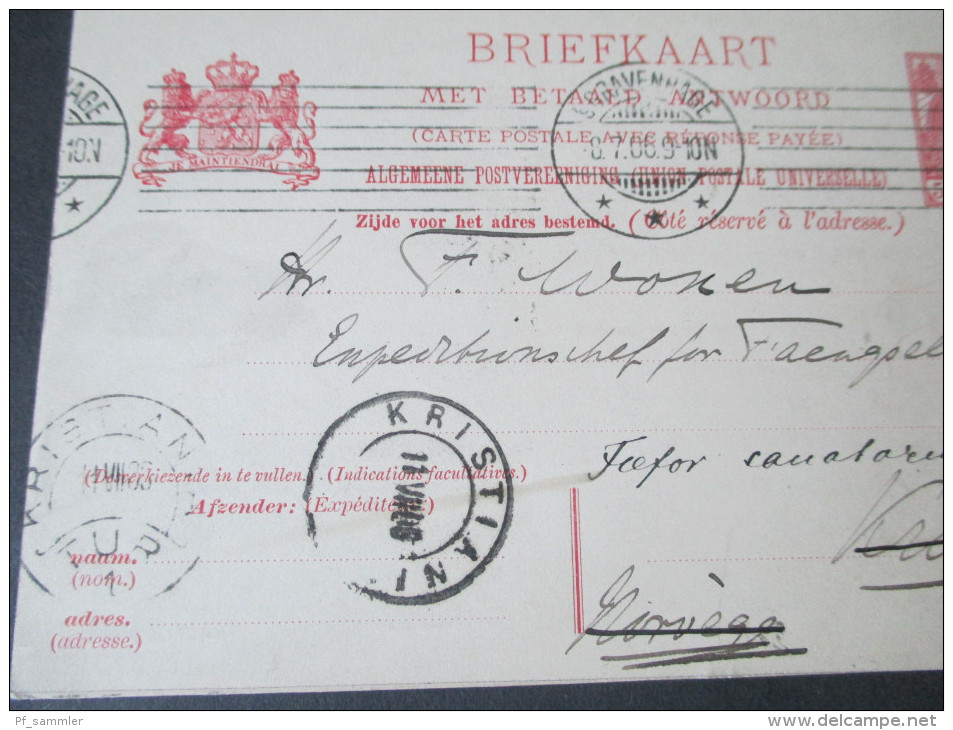 Niederlande 1906 Ganzsache / Doppelkarte P 38. Norwegen - Niederlande. Viele Stermpel Und Guter Zustand - Cartas & Documentos