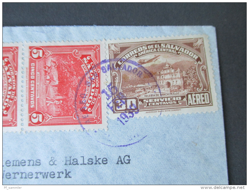 EL Salvador1939 Luftpostbeleg MiF. Siemens & Halske Berlin. Air Mail! Toller Beleg! Luftpoststempel / Wasserflugzeug - Salvador