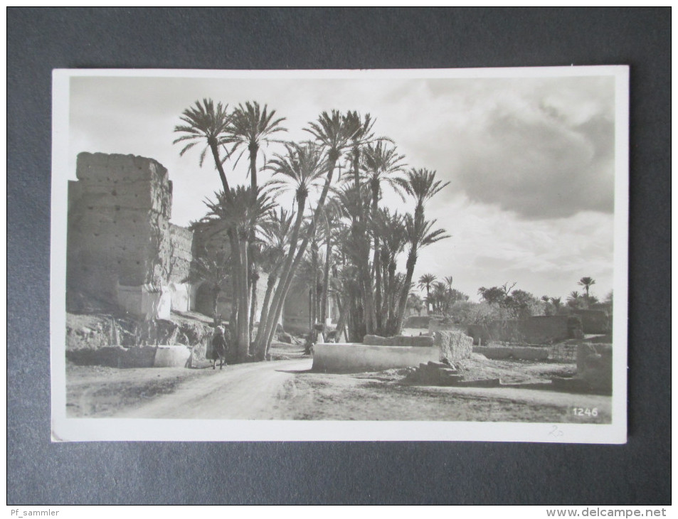 Marokko 1934 Ansichtskarte Marrakech Remparts. Deutsches Reich / Deutsche Schiffspost Monte Rosa H.-S.D.-G. - Autres & Non Classés