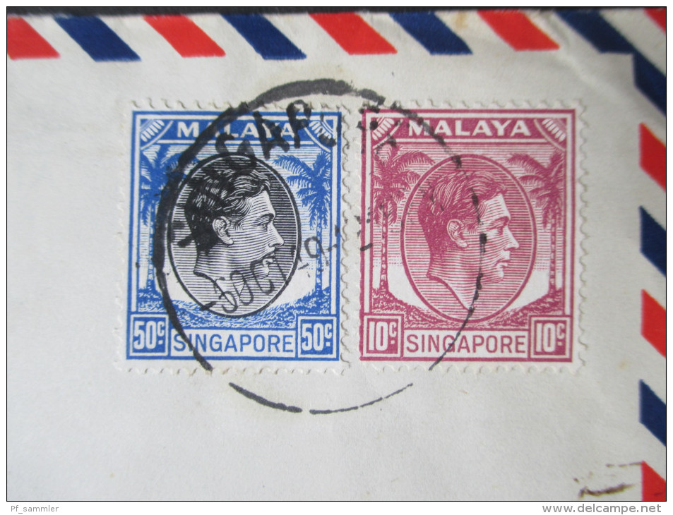 GB Kolonie 1949 Singapur / Singapore. MiF Nr. 9 U. 17. Air Mail / Luftpost Nach Rom / Italien - Singapur (...-1959)