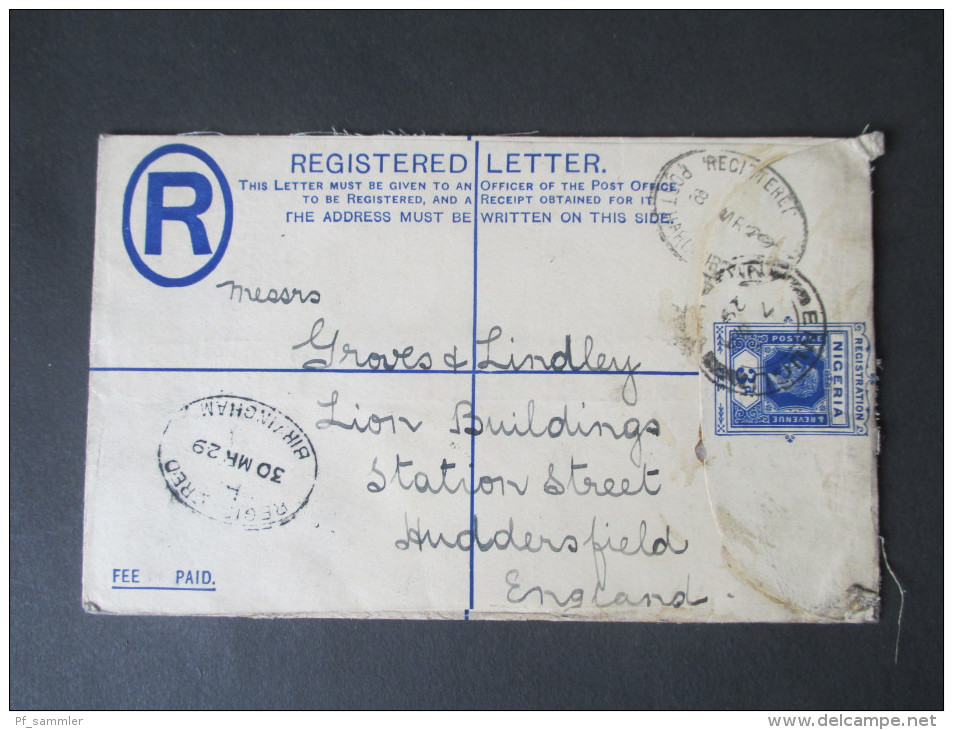 GB Kolonie 1929 Nigeria Registered Letter Enugu No. 630. Mit Zusatzfrankatur / Schöner Beleg!! - Nigeria (...-1960)