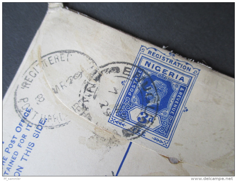 GB Kolonie 1929 Nigeria Registered letter Enugu No. 630. Mit Zusatzfrankatur / schöner Beleg!!
