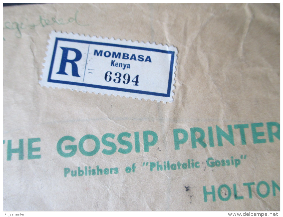 GB Kolonie 1938 Uganda / Kenya Tanganyika. MiF. Registered Letter Mombasa Kenya 6394. The Gossip Printery - Kenya, Oeganda & Tanganyika