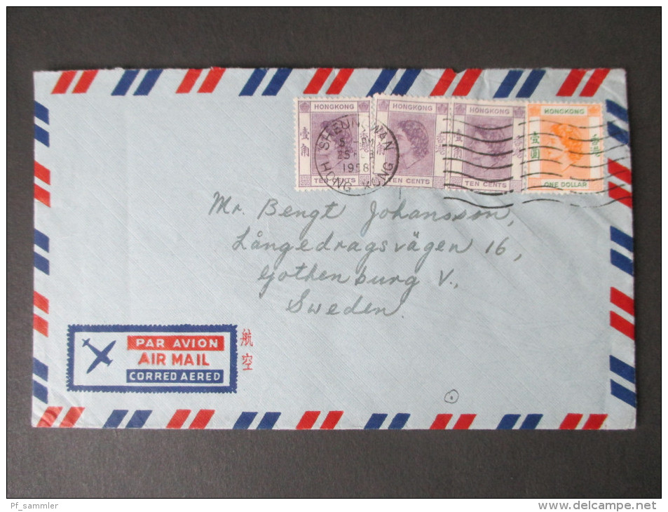 GB Kolonie 1958 Hong Kong MiF Luftpostbrief / Air Mail Nach Schweden - Briefe U. Dokumente