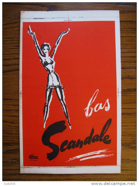 PLAQUE Pub CARTON SCANDALE D´apres FACON MARREC 1951 - BAS GAINE LINGERIE PIN UP - Plaques En Carton