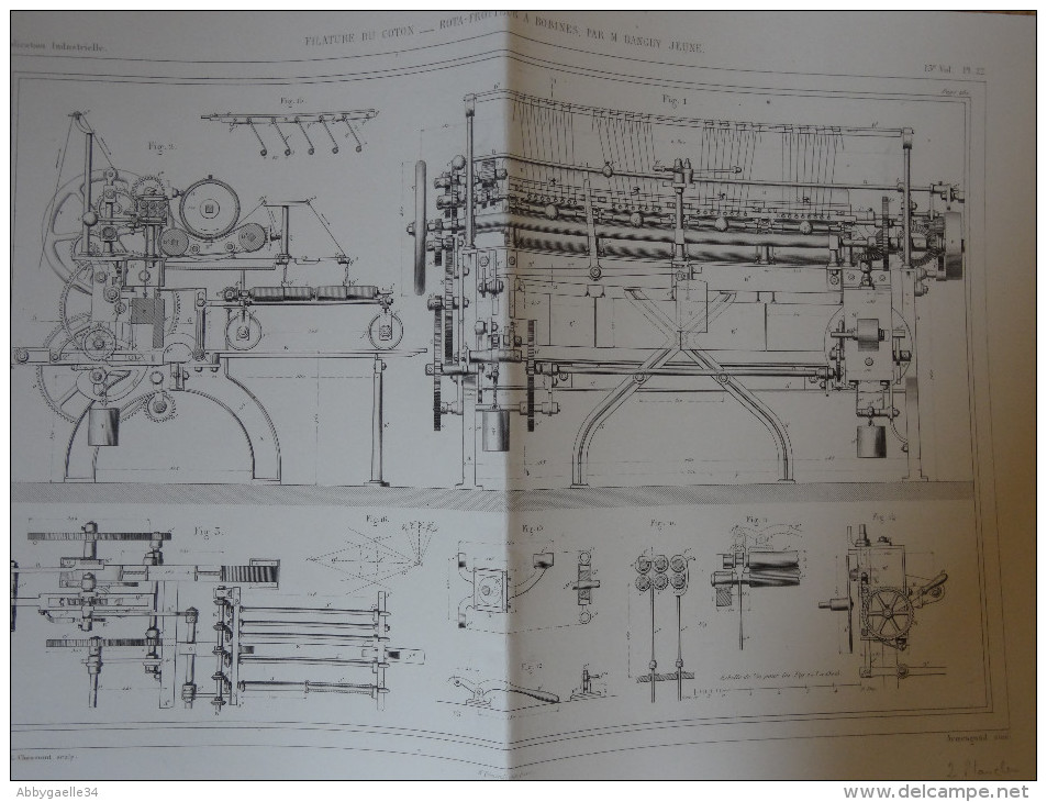 FILATURE DU COTON _ ROTA-FROTTEUR A BOBINES PAR M. DANGUY JEUNE Publication Industrielle - Maschinen