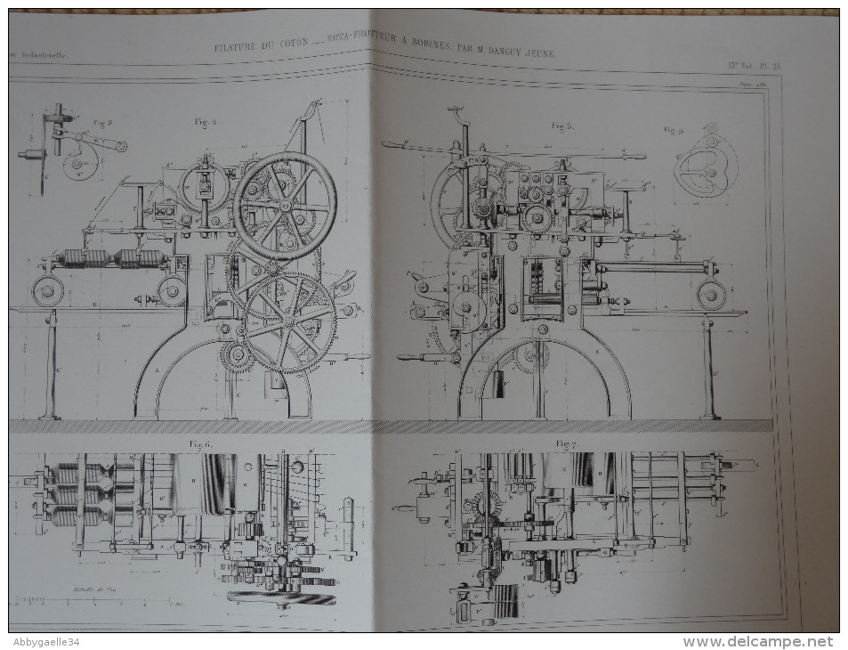 FILATURE DU COTON _ ROTA-FROTTEUR A BOBINES PAR M. DANGUY JEUNE Publication Industrielle - Macchine