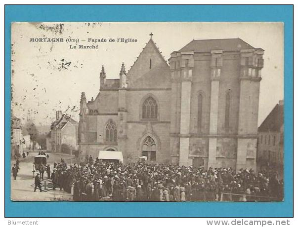 CPSM Marché Façade De L'Eglise MORTAGNE 61 - Mortagne Au Perche