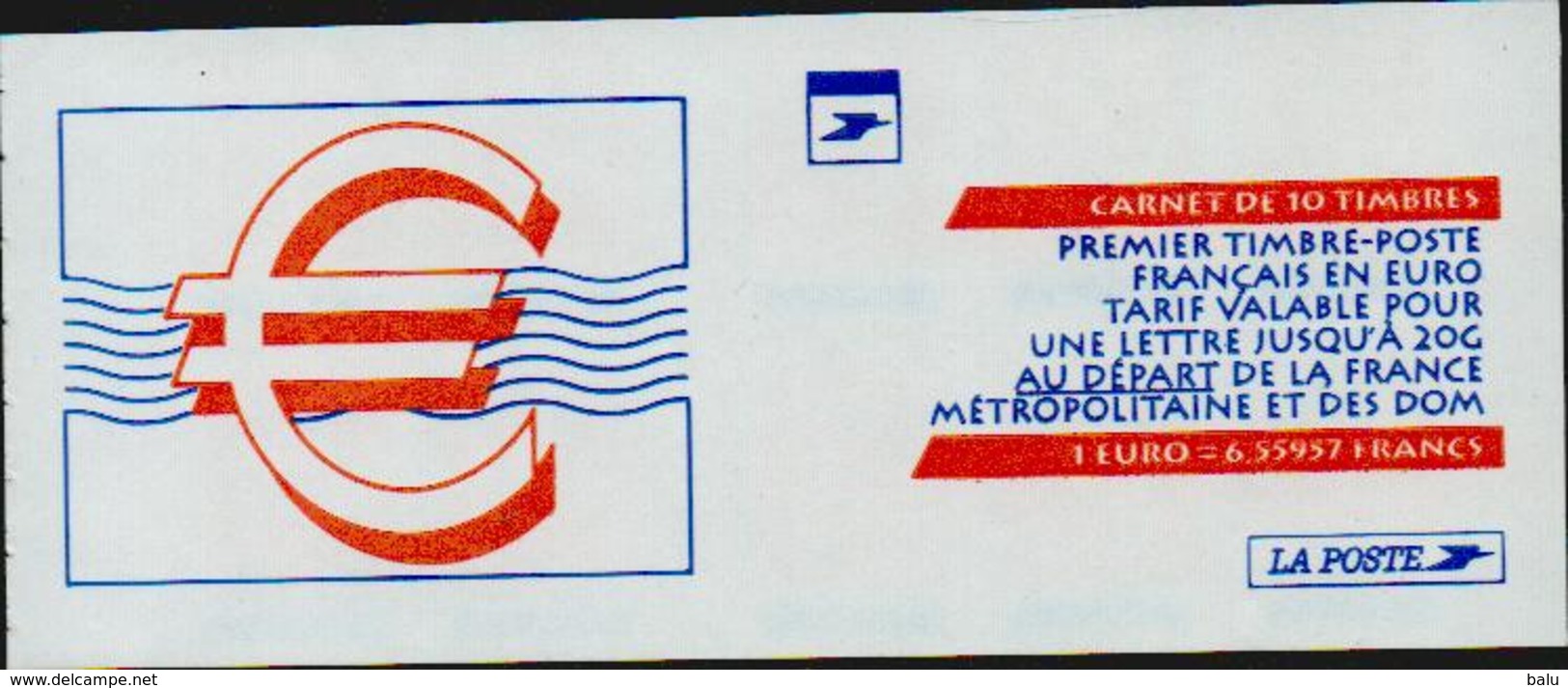 France 1999 Bande Carnet BC3215A ** NsC MNH, Yv 3214 X10, BC A, Le Timbre EURO MH - Gedenkmarken