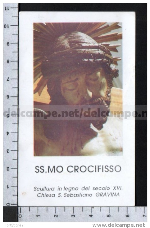 EG859 Santino GESU CROCIFISSO SCULTURA IN LEGNO GRAVINA CHIESA S. SEBASTIANO - Religione & Esoterismo