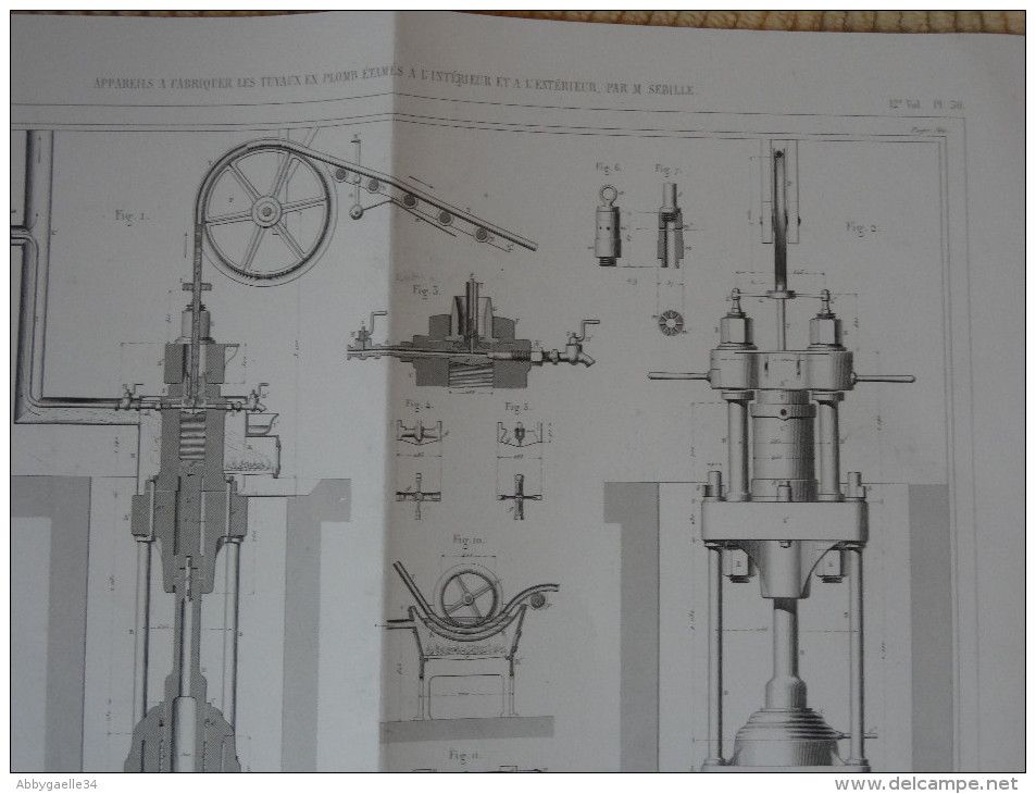 APPAREILS A FABRIQUER LES TUYAUX EN PLOMB ETAMES A L'INTERIEUR ET A L'EXTERIEUR PAR M. SEBILLE Publication Industrielle - Maschinen