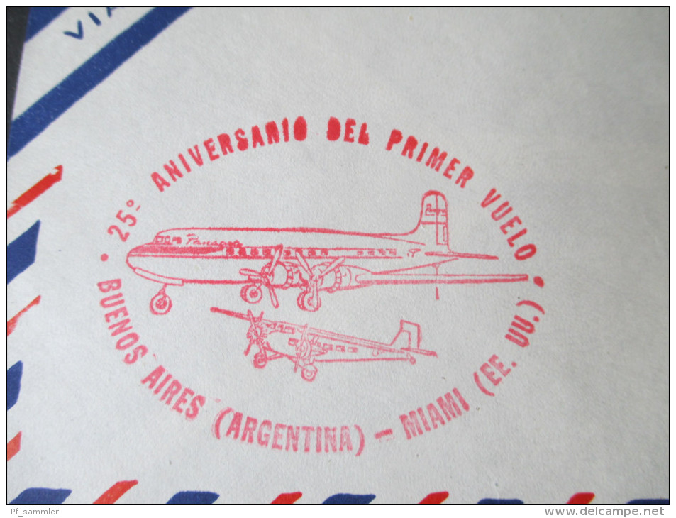 Argentinien 1954 Luftpost. 25 Aniversairio Del Primer Vuelo / Erstflug. Buenos Aires - Miami - Cartas & Documentos