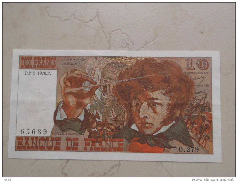 VDS BILLET DIX FRANCS   AVEC 2 PETITS TROUS EPINGLE DU 02 01 1976 - 10 F 1972-1978 ''Berlioz''