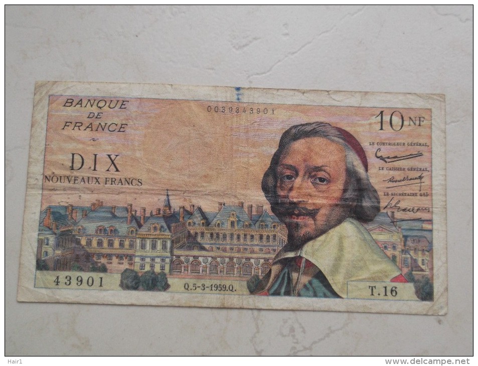 VDS BILLET DIX  NOUVEAUX FRANCS RICHELIEU DU 05 03 1959 - 10 NF 1959-1963 ''Richelieu''