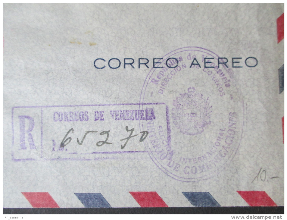 Venezuela 1956 Registered Letter / Luftpost. Nach Linz / Postamt Linz 2. Interessanter Beleg! Ministereo De Comunicacion - Venezuela