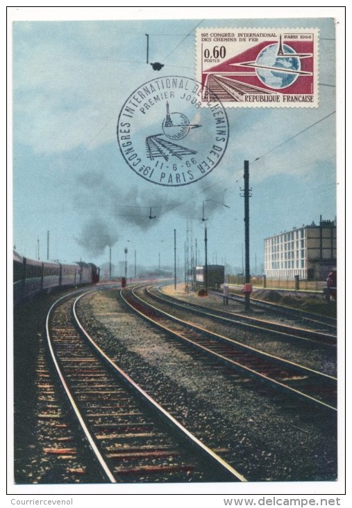 FRANCE - Carte Maximum - 19eme Congrès International De Paris 1966 - Premier Jour - Trains