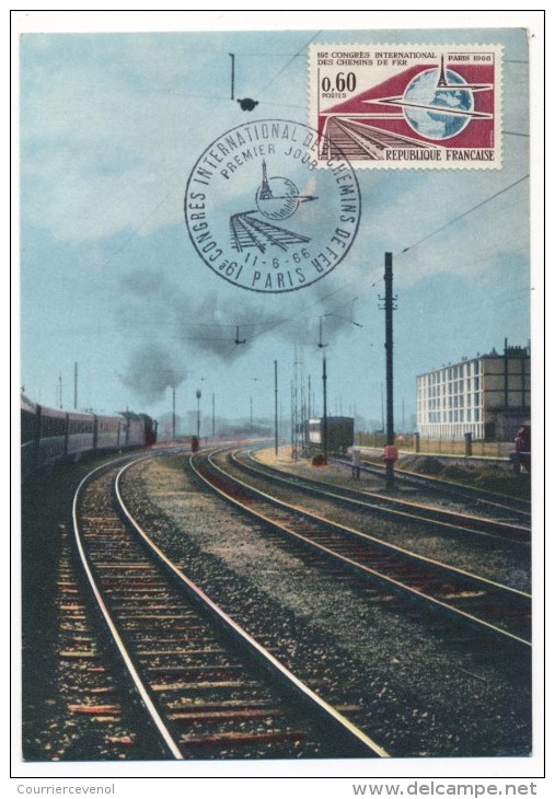 FRANCE - Carte Maximum - 19eme Congrès International De Paris 1966 - Premier Jour - Trenes