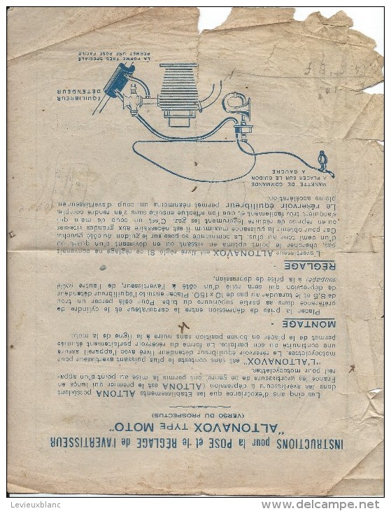 Papillon Publicitaire Recto-verso/ L'Altonavox/ Avertisseur MOTO/ ALTONA/COURBEVOIE/Vers 1935-40  AC120 - Automobile