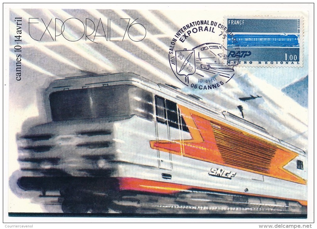FRANCE - Carte Maximum Avec Cachet "Exporail 76" CANNES 1976 - Trenes