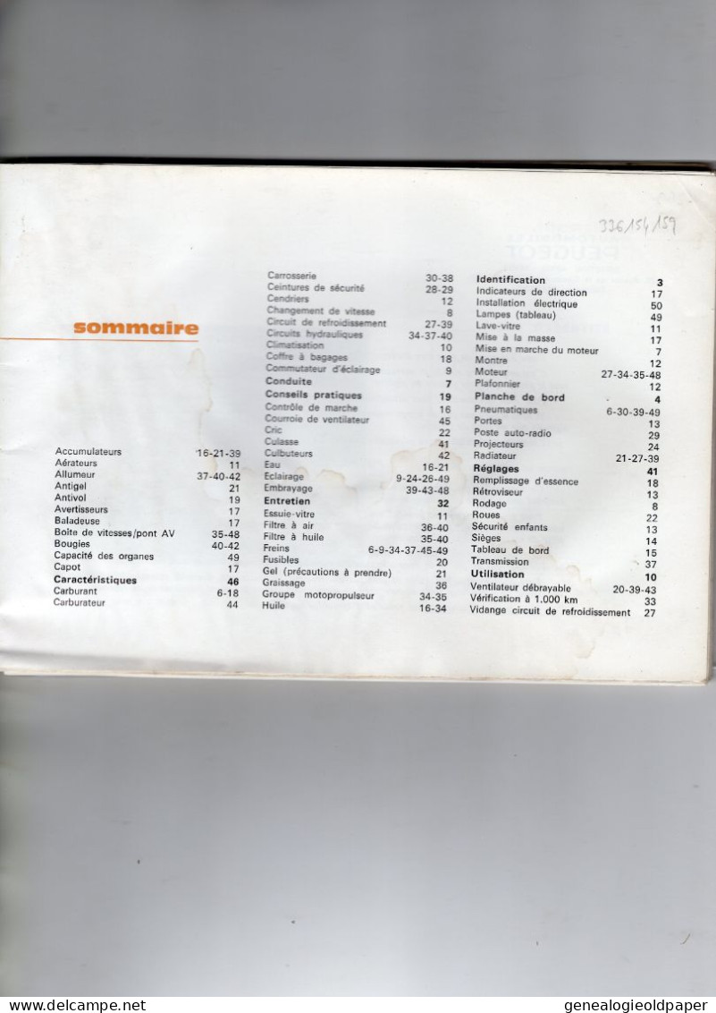 CATALOGUE AUTOMOBILE 304 PEUGEOT - 1979 - Zonder Classificatie